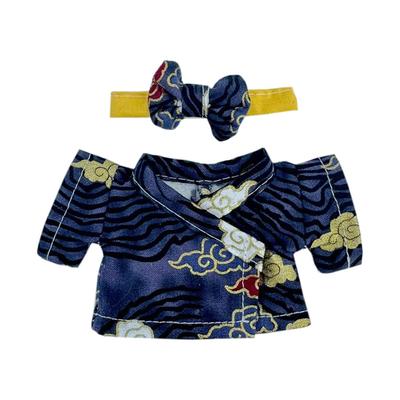 Niannyyhouse 10cm20cm Plüsch Kleidung Gürtel Kimono und Yukata Set Baumwollpuppe Anzieh Zubehör (Schwarz-10cm)