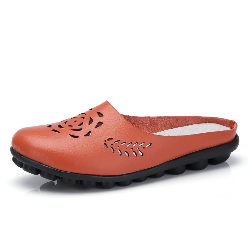 

2021 Весна и Осень Новые Низкие Кеды на Плоской Подошве с Перфорацией Дуду Женские Туфли Одинарные Большой Размер Повседневные Полушлепанцы Мягкая Кожа Производитель-Поставщик 44