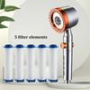 Soffione Doccia ad Alta Pressione a 5 Modalità Risparmio Idrico Filtro Portatile Manuale con Elementi Filtranti Arresto a un Pulsante Set di Accessori per Bagno