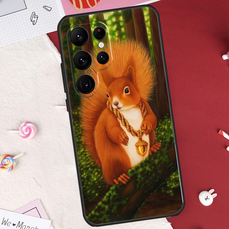 Cartoon Squirrel Case For Samsung Galaxy S26 Ultra S23 S22 S21 S20 S24 S25 Ultra S10 Plus S25 FE Cover Shell