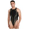Ärmelloser glänzender Einteiler für Herren, hoch geschnitten, Farbblock-Bodysuit für Strand und Sonnenbaden S-XXL