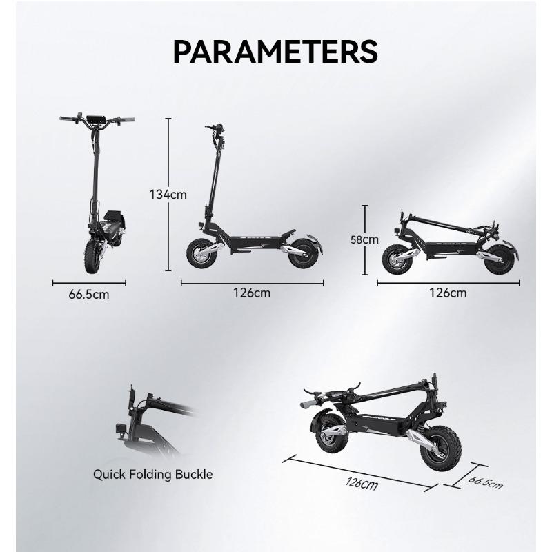 OOTD T10 E-Scooter 900W Peak power 48V13.5Ah LED Display Electric Scooter Adult 11-inch Off-Road Tire Convenient Fold EScooters