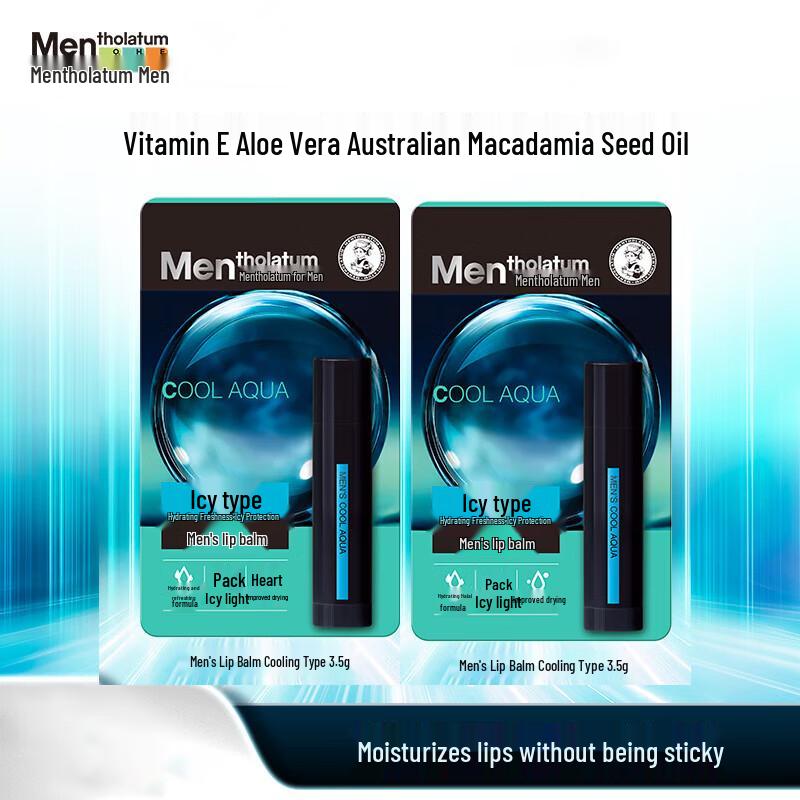 Ментолатум Мужской Охлаждающий Бальзам для Губ Лед, Двойная Упаковка