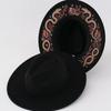 Black Wide Brim Imitation Embroidered Top Hat Retro Gothic Moon Butterfly Snake Pattern Decorative Visor Hat Felt Hat for Men and Women