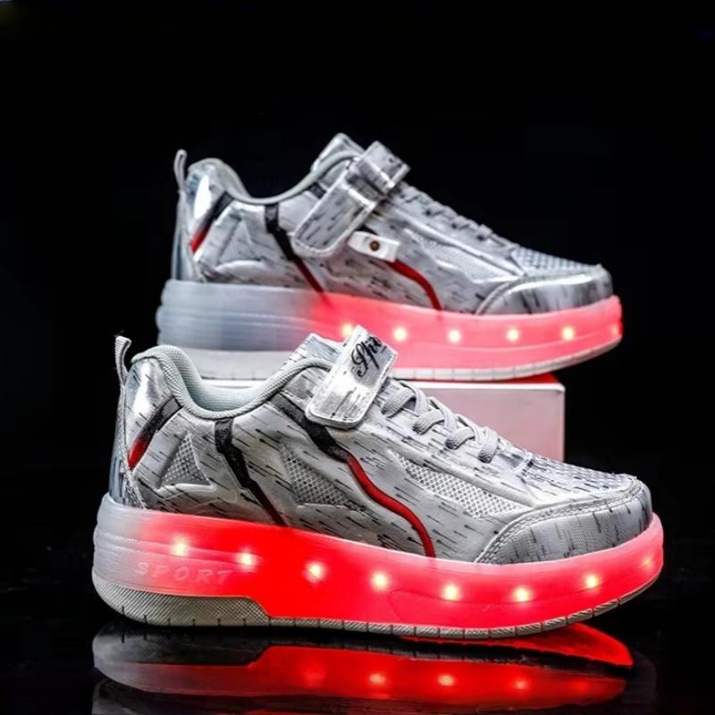 

Roller Shoes Kids Outdoor Sports Two Wheel Roller Skate Shoes Breathable Mesh Dual-Use Adult Running Casual Sneakers 29