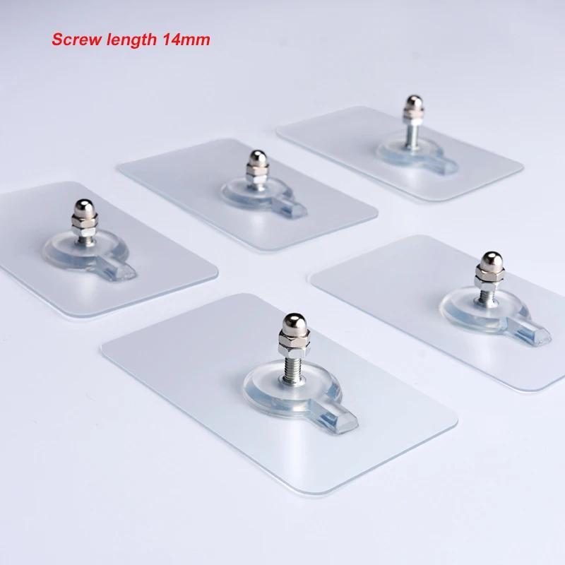 10pcs Punch Free Screws Hook Hanger Screw Free Sticker Wall Adhesive Hooks for Mount Wall Shelf Picture Hanging Kitchen Bathroom