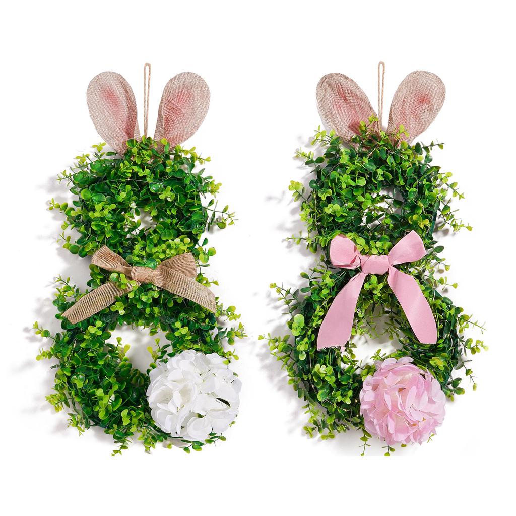Spring Wreath Door Hanging Decoration Artificial Wreath with LED Light for Front Door Porch Wedding Indoor and Outdoor