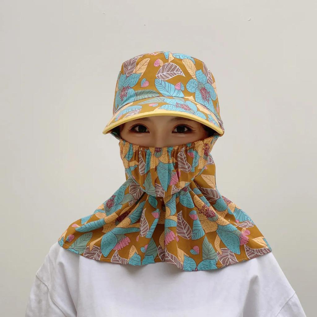 WTEMPO Cappelli Estivi Stampati con Protezione Solare Antivento Antipolvere Protezione Viso Collo Femminile Ciclismo Lavoro all'Aperto Cappelli da Sole