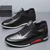 Men's British Style Leather High-Top Sneakers with Hidden Height Boost