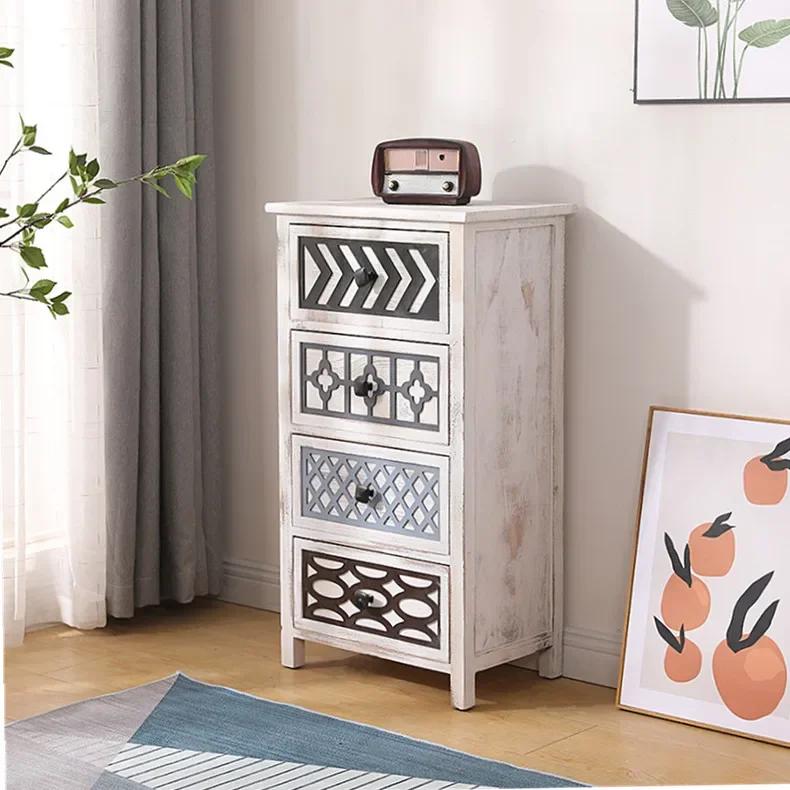 Solid Wood Multi-layer Drawer Cabinet – Retro Simple Storage Side Cabinet, Narrow Combination for Organizing