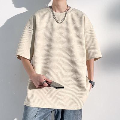 2023 Summer Hong Kong Style Men's Heavyweight Half Sleeve T-shirt, Large Size