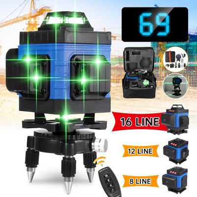 16/12/8 čiar Zelené svetlo 4D automatické samonivelačné laserové vodováhy 360 horizontálne nastavenie Super výkonný zelený laser v interiéri