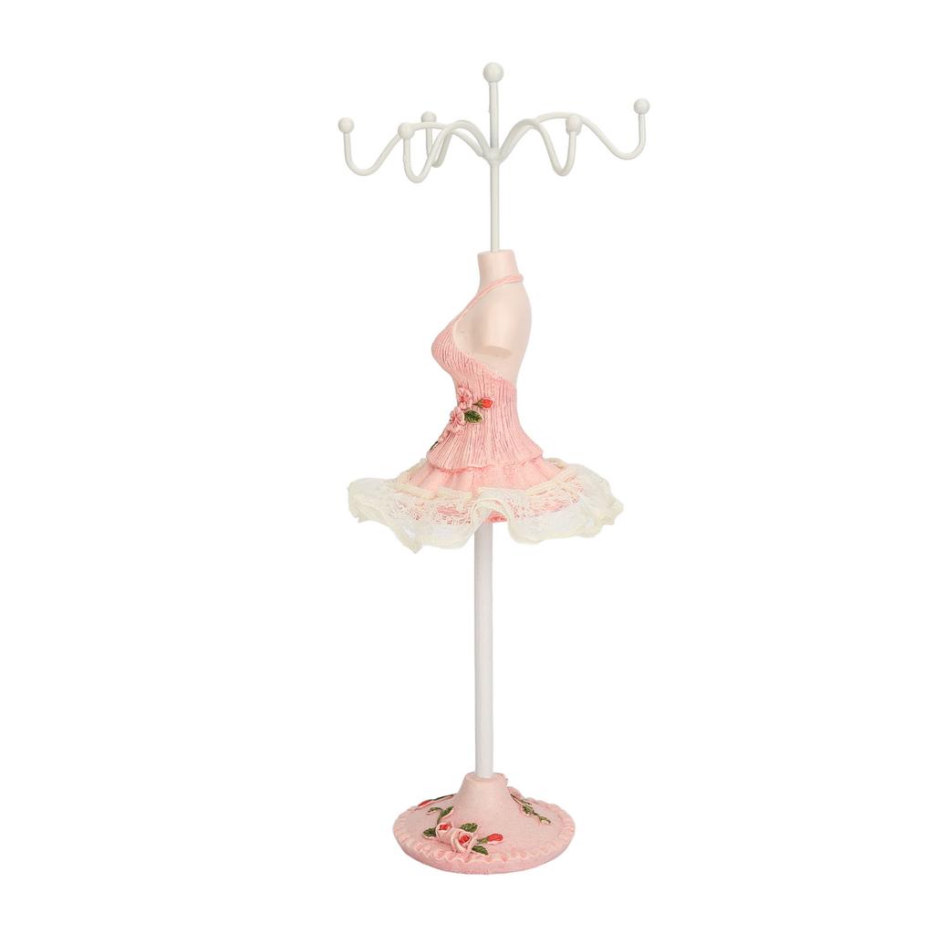 Earrings Necklace Princess Dress Stand Display Resin Human Model Jewelry Organizer Pink