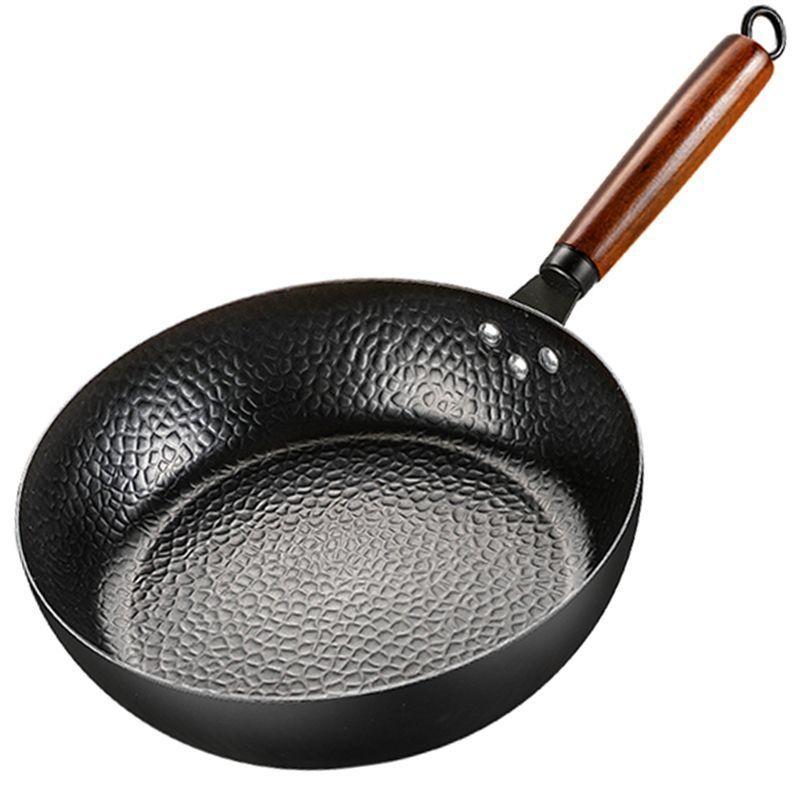 Handmade Iron Pan Stir Fry Pan Old-fashioned Stir Fry Pan Milk Pan Non Stick Pan Induction Cooker Uncoated Iron Pan