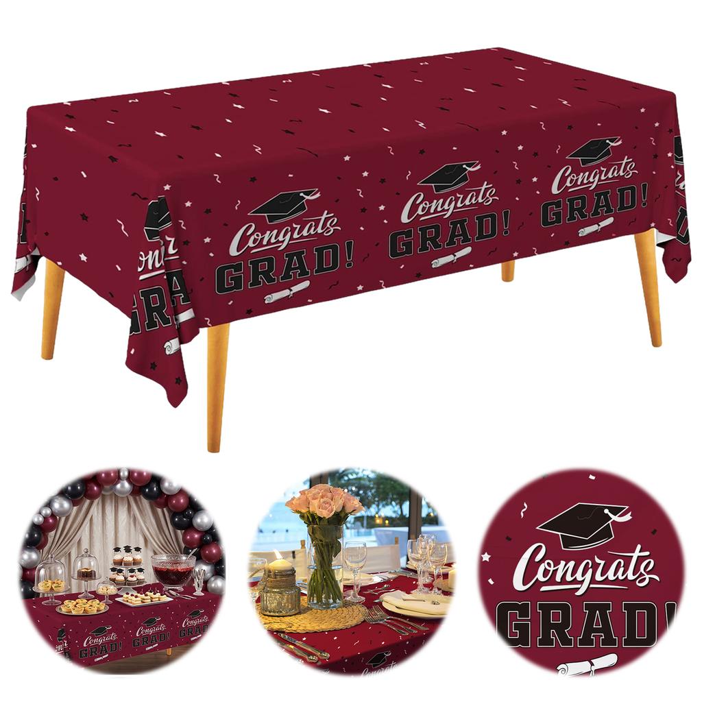 3 Pcs Party Table Cloths Waterproof Graduation Tablecloth Disposable Plastic Table Covers for College & High School Graduations