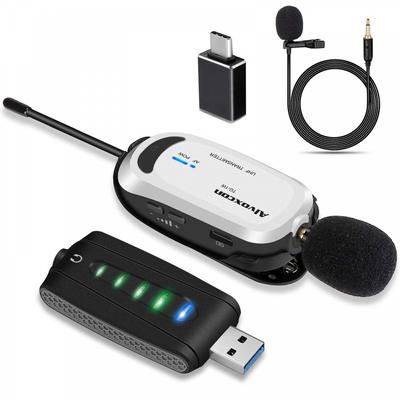 USB Wireless Microphone Alvoxcon Wireless Microphone Pin Microphone Wireless Earphone Terminal PC Clip Microphone UHF Recording Video Shooting Loud Mo
