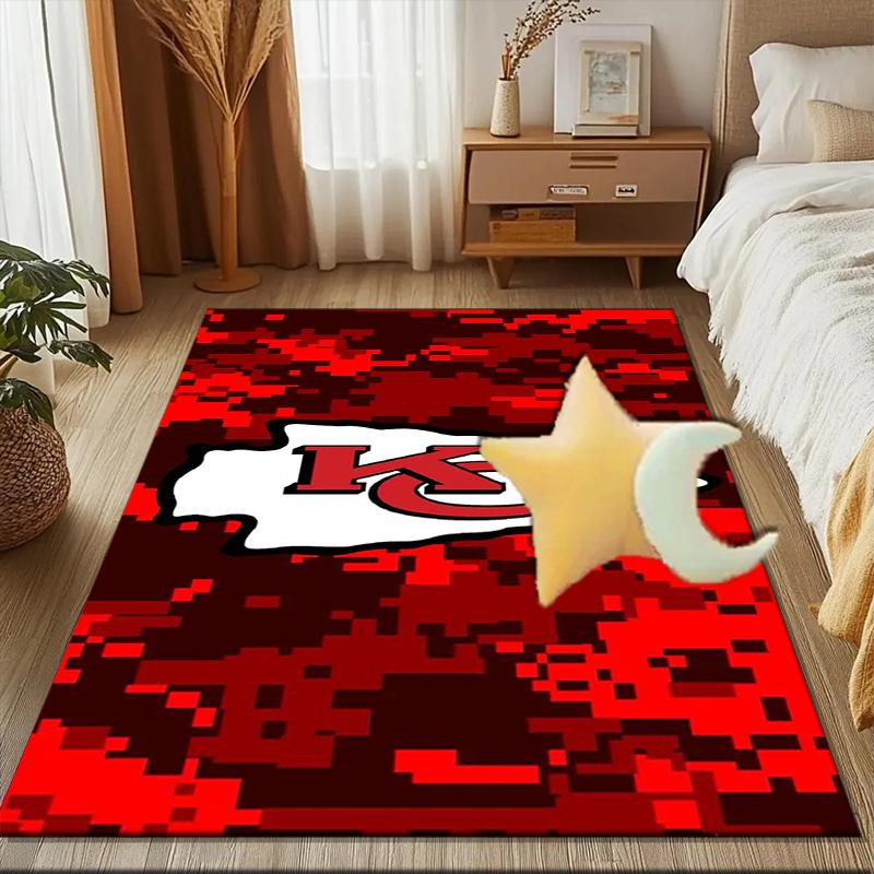 Kansas City Chiefs Football Rug Game Carpet, Floor Mat for Bedroom Living Room Entryway Rug, Home Decor Idea Gift for Christmas birthday