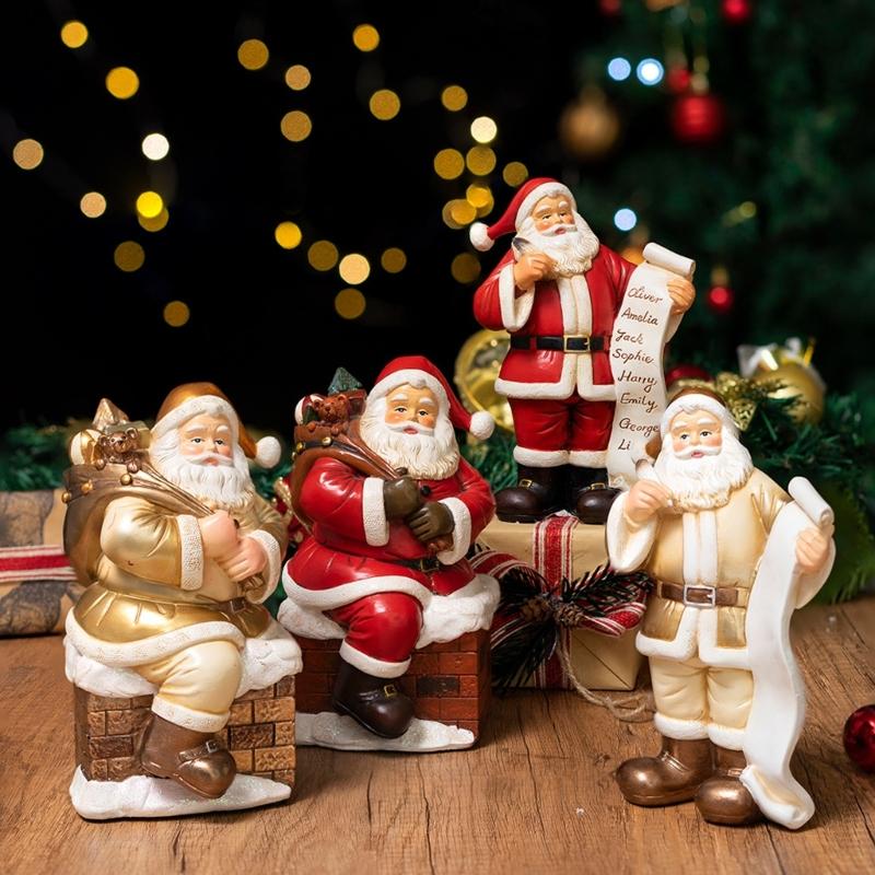 Christmas Figurine Figure Decors Resin Santa Clauses Statue Christmas Decorative Figurine Table Centerpieces for Holiday