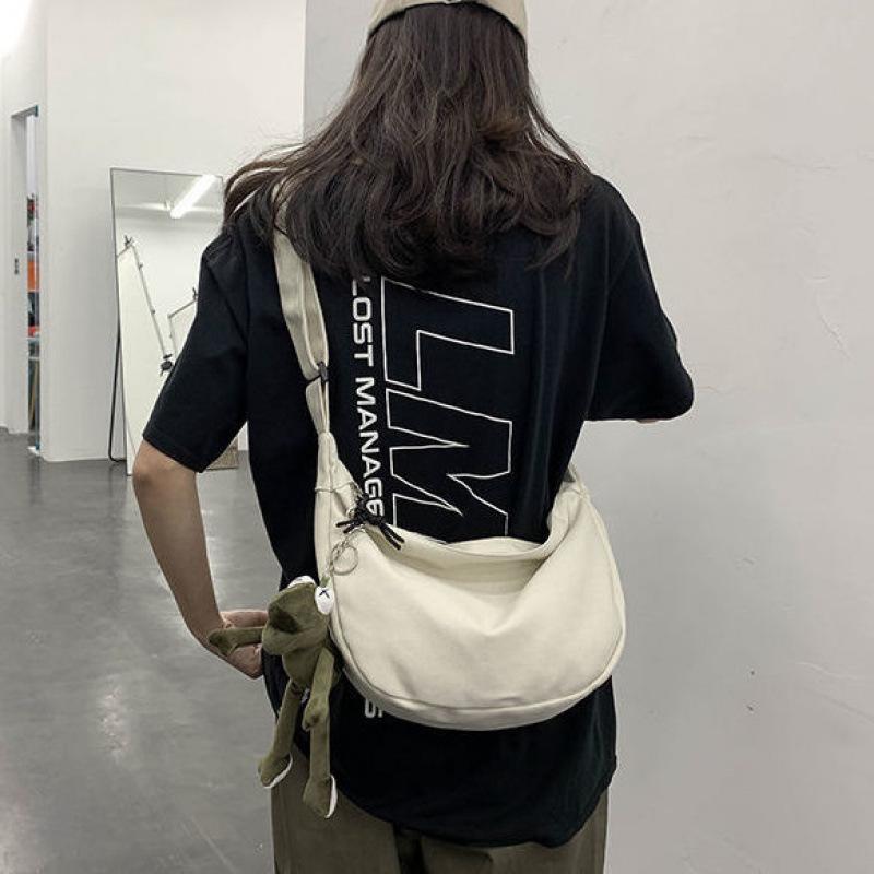Unisex Trendy Canvas Crossbody Bag: Hip Hop, Japanese, Casual & Versatile Design for Students