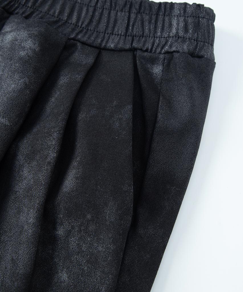 TONSIL Dirty Wash Elastic Waist Double Pleated Wide Pants Black