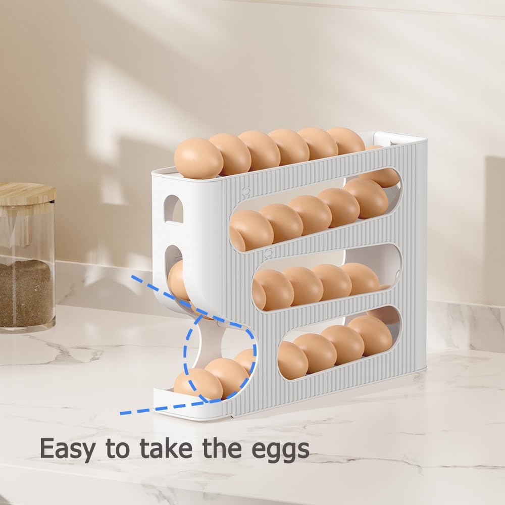 Egg Holder for Fridge, Automatic Rolling Egg Dispenser for Refrigerator, Countertop, Kitchen  Space-saving Egg Roller/Organizer/Storage/Container/Tray