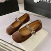 Mori 2025 Mary Jane Shoes Women's Spring and Summer Versatile Round Head One-word Button Flat Shoes Literary Retro Ballet Single Shoes