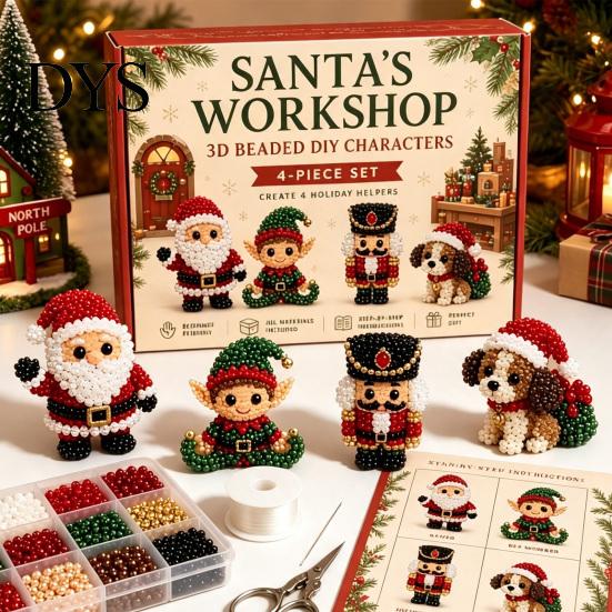 Sauberes, schmutzfreies Bastel-3D-Perlen-DIY-Set, Lebensechtes Weihnachtstier-Perlen-Set, Kreatives DIY-Kunst- und Bastelset, Handgefertigtes, Einfaches Stickset für
