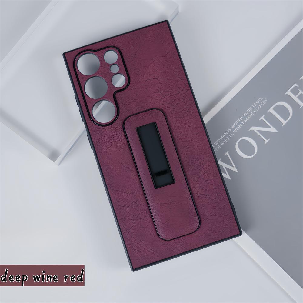 Military Soft PU Leather Push-pull Bracket Grip Stand Case For Samsung Galaxy S24 S23 S22 S21 Plus Ultra Business Armor Funda