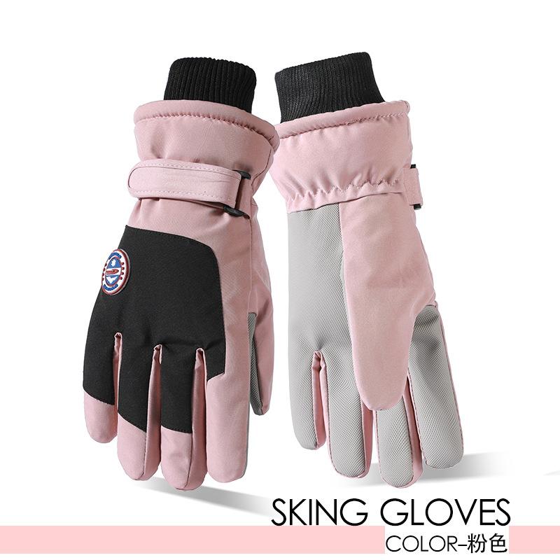 Ski Gloves Fleece Men's and Women's Ski Gloves Female Students Outdoor Electric Vehicle Riding Fleece Finger Gloves Men's Winter