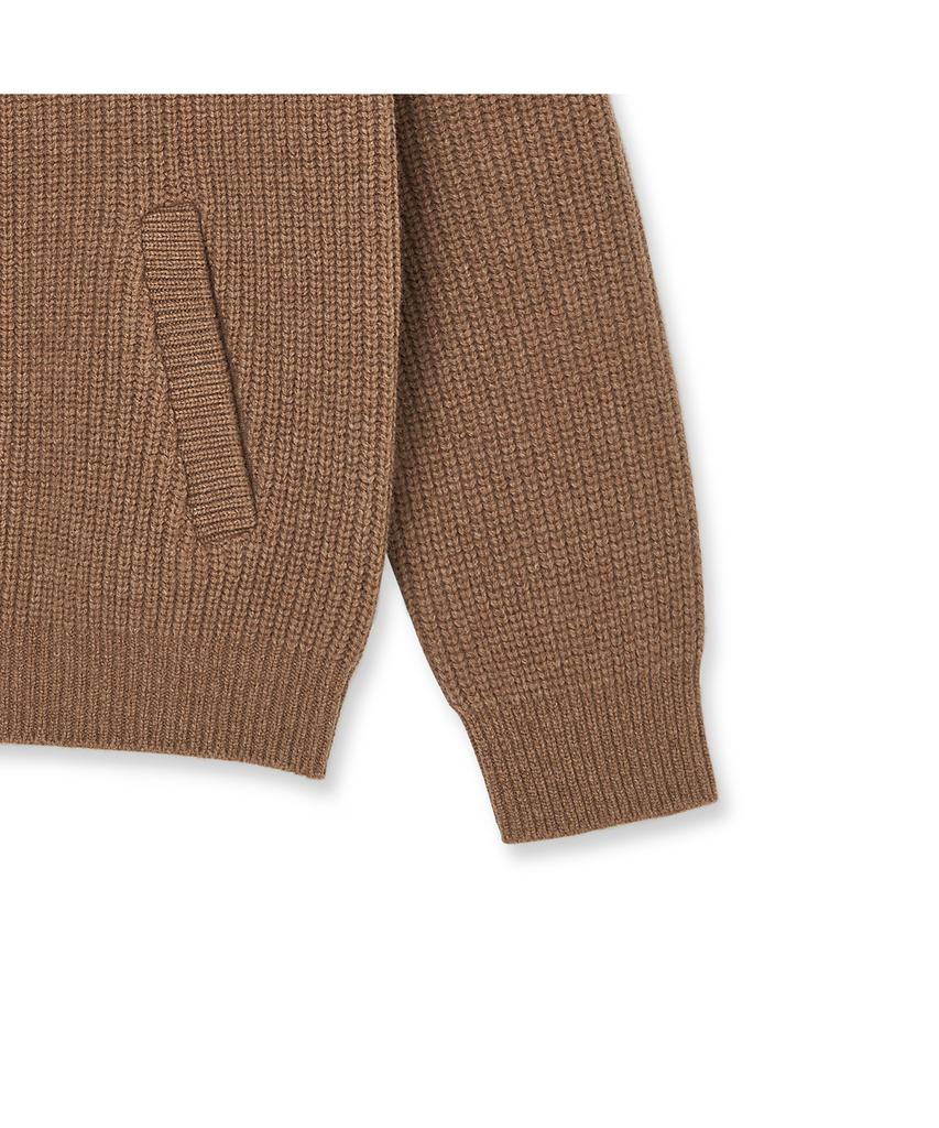IOLO Merino Wool Knit Fur Jacket_Camel