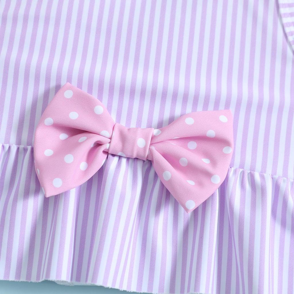 Girls' Polka Dot Striped Two-Piece Swimsuit Set