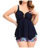 Women's Plus Size Split Flat Wwim Trunks With Chest Pads And No Bra Swimming Costume