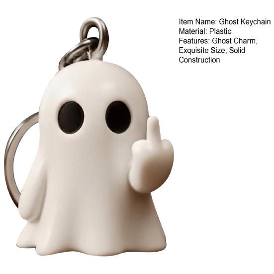 Halloween Keychain Ghost Middle Finger Styling Resin Figurine Key Chain Home Office Desk Festive Decoration