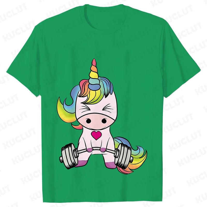 Unicorn Gym Shirts for Women Unicorn Weightlifting T-shirts Trainer Fitness Workout Tshirts Summer Fashion T Shirt for Women