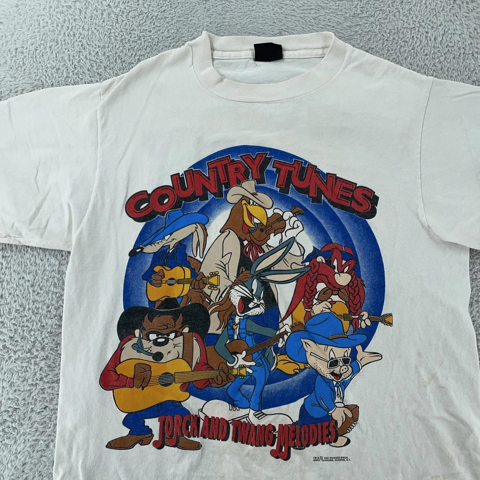 

Vintage Looney Tunes Country Tunes Double Sided T-Shirt Large Taz Cartoon 90s 2XL