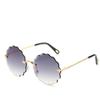 Oversized Round Sunglasses Women Flower Design Trendy Rimless Sun Glasses Shades for Women Driving Eyewear UV400