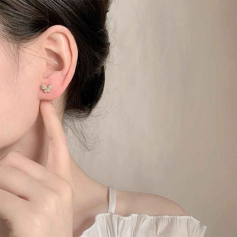 S925 Silver Butterfly Stud Earrings For Women Niche Design Elegant Light Luxury Exquisite Fashion Trendy Jewelry