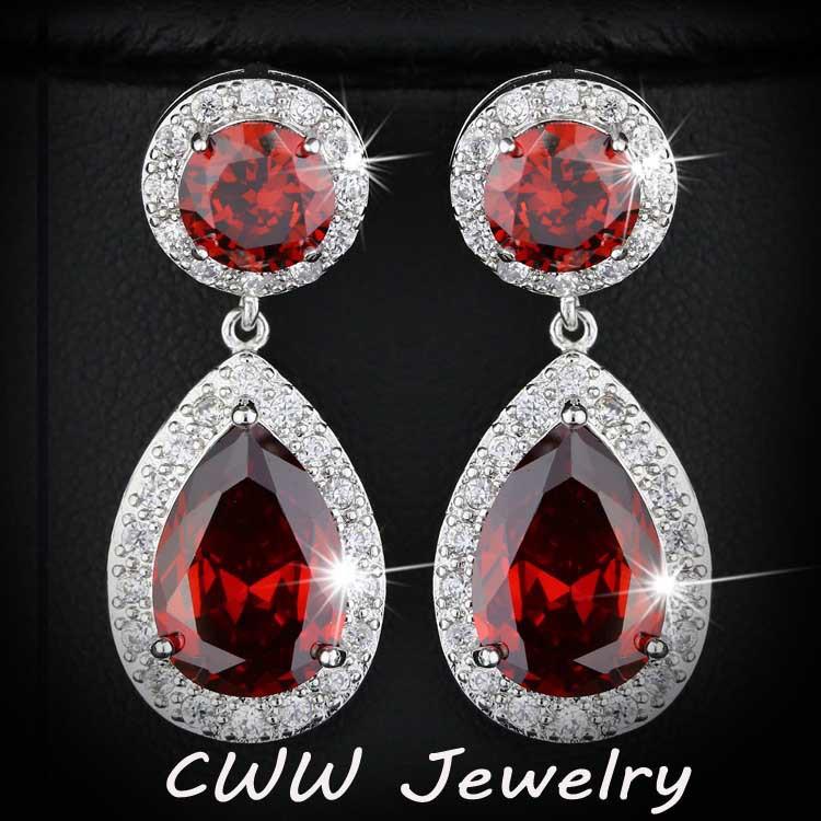 

Ircons Beautiful and Good Quality Big Purple 5A Cubic Zirconia Crystal Long Drop Earrings for Women Wedding Party CZ016 красный