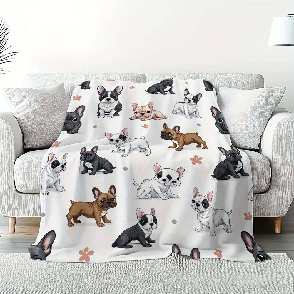 1Pc  Minimalist Line Art Cat Print Flannel Blanket Soft Cozy Warm Throw Blanket For Bedroom Living Room Couch