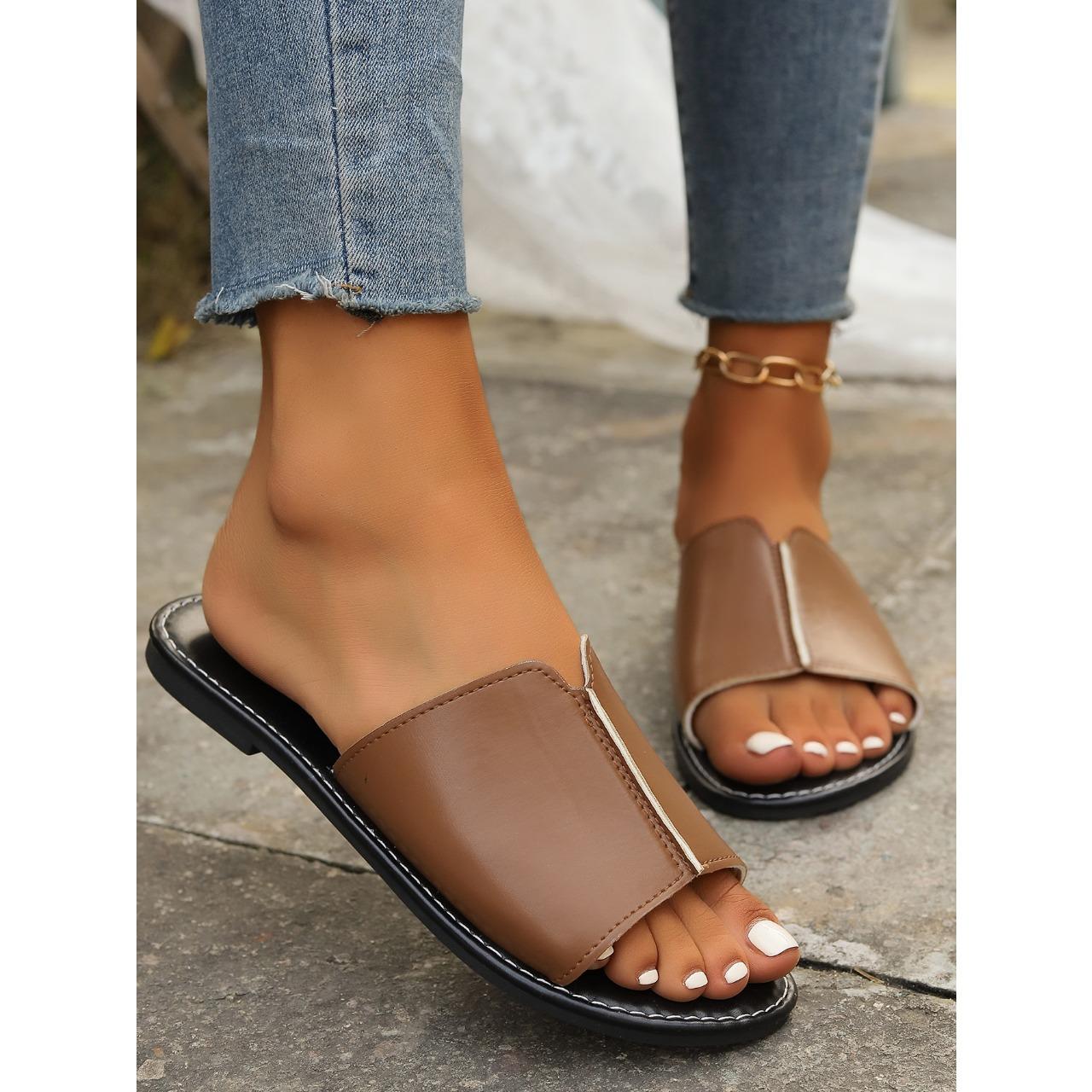 Летние тапочки женские плоские роскошные уличные пляжные шлепанцы женские сандалии тренд дизайн бренда шлепанцы обувь большой размер 43 36 коричневый