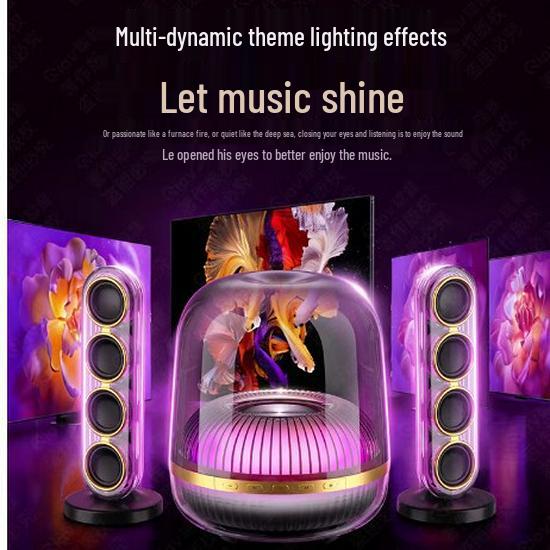 Crystal 5 Bluetooth Speaker: Desktop Stereo Surround Sound with App Control for Home Use