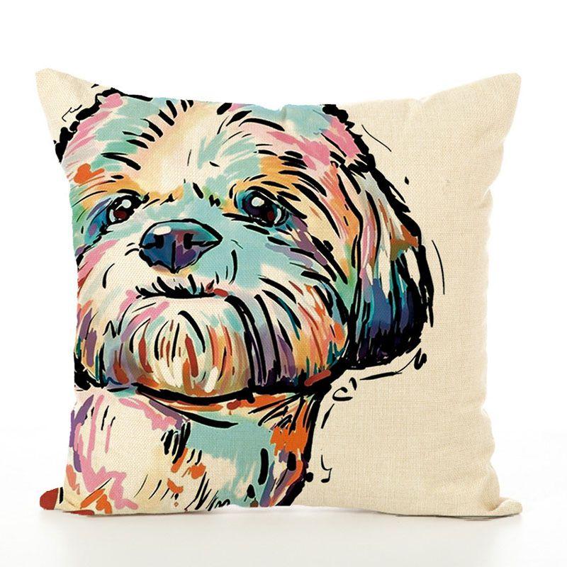 Pet Cute Dog Pillow Case Throw Pillow Cover Sofa Cushion Cover Home Office Decor