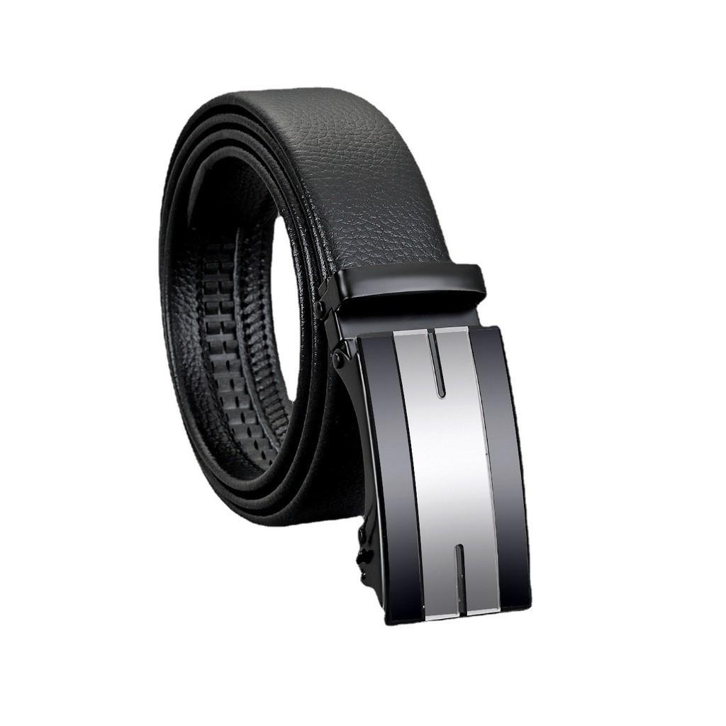 Fashionable Men's Automatic Buckle Belt Business Pu Leather Belt 125cm Black