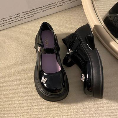 Plateforme Mary Jane petites chaussures en cuir femmes 2024 printemps et automne nouvelles chaussures de style britannique tête ronde Velcro chaussures simples françaises