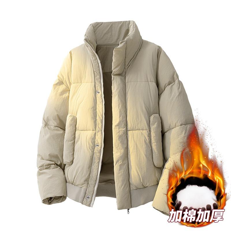 OO Thickened Cotton-padded Clothes for Men and Women, Winter Loose Cotton-padded Jackets, Bread Clothes, Short Stand-up Collar Cotton-padded Jackets.