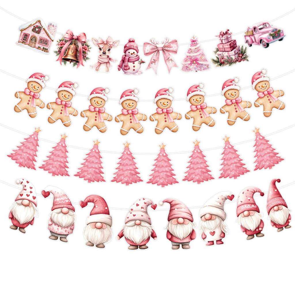 Christmas Decorations, Flag-Raising, Scene Atmosphere Setting, Decorative Ribbons, Hanging Ornaments, Hanging Decorations, And Colorful Flags