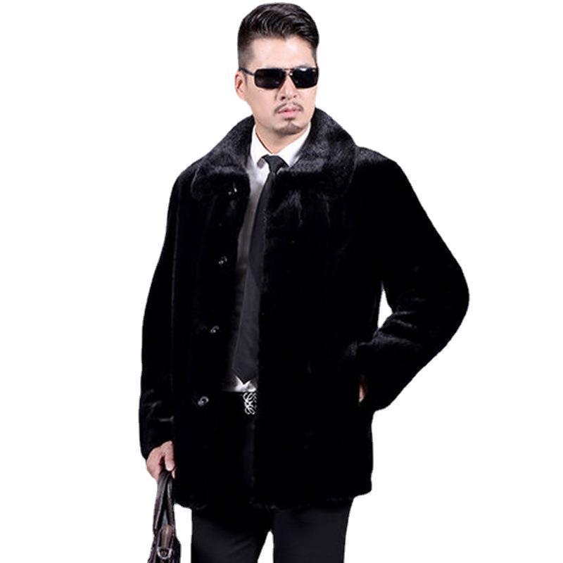 Autumn and Winter New Fur Imitation Mink Fur Coat Whole Mink Coat Men's Lapel Mink Medium and Long Specials