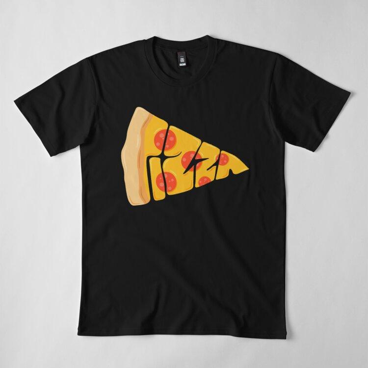 Men Premium Cotton Harajuku TShirt Pizza Typography Logo Pepperoni