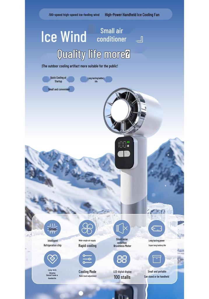 Portable Silent Handheld/Desktop Fan – Long Battery Life for Office or Outdoor Use