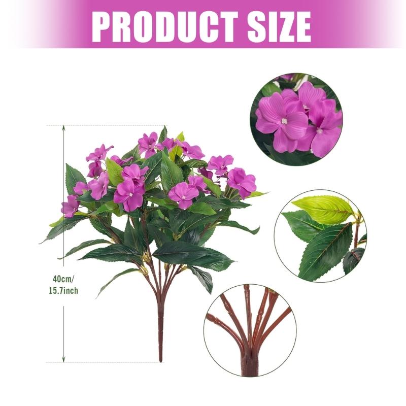 2 SZT Jedwabne Niecierpki Sztuczne Gałązki Kwiatowe Bezobsługowe Dekoracja Domu do Salonu Biurko Elementy Centralne